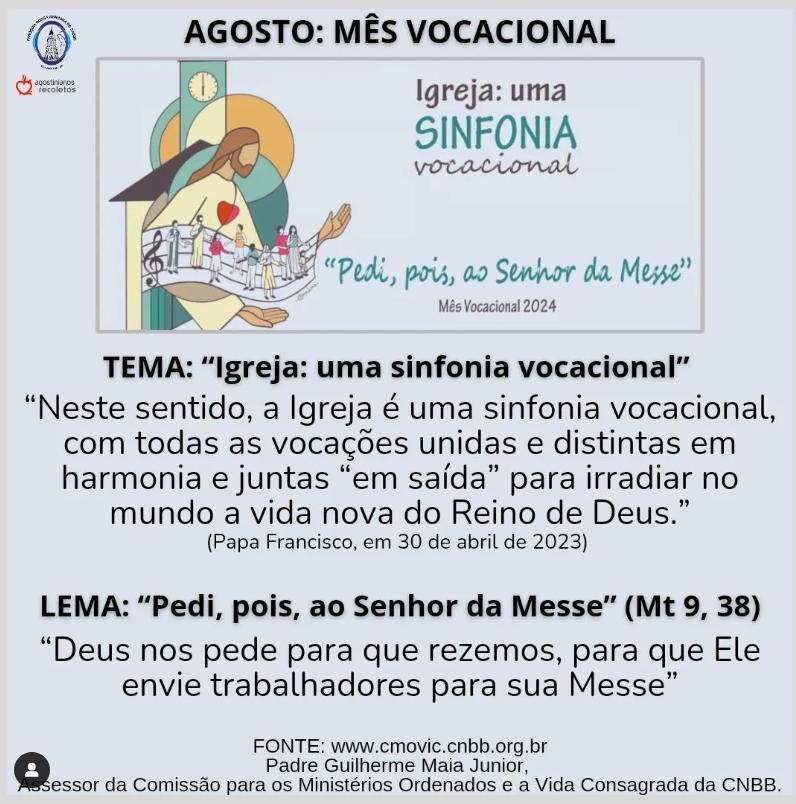 Agosto: Mês vocacional