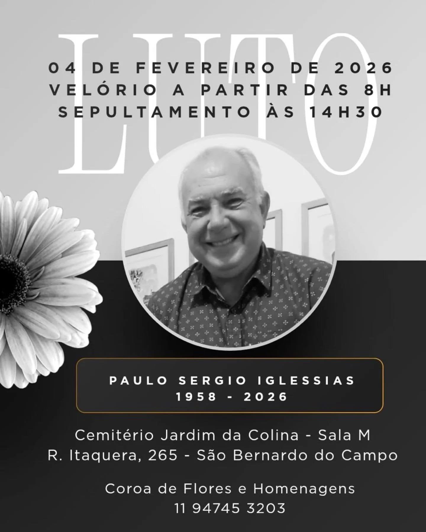 Pesar pelo falecimento do paroquiano Paulo Sérgio Iglesias