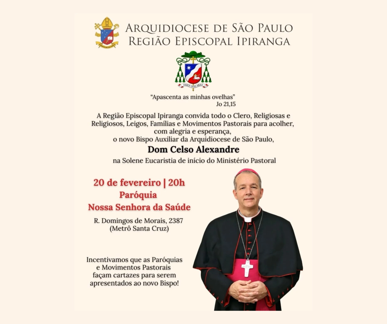 Novo bispo auxiliar de São Paulo Dom Celso Alexandre