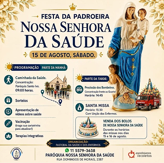 Programação da Festa da Padroeira Nossa Senhora da Saúde
