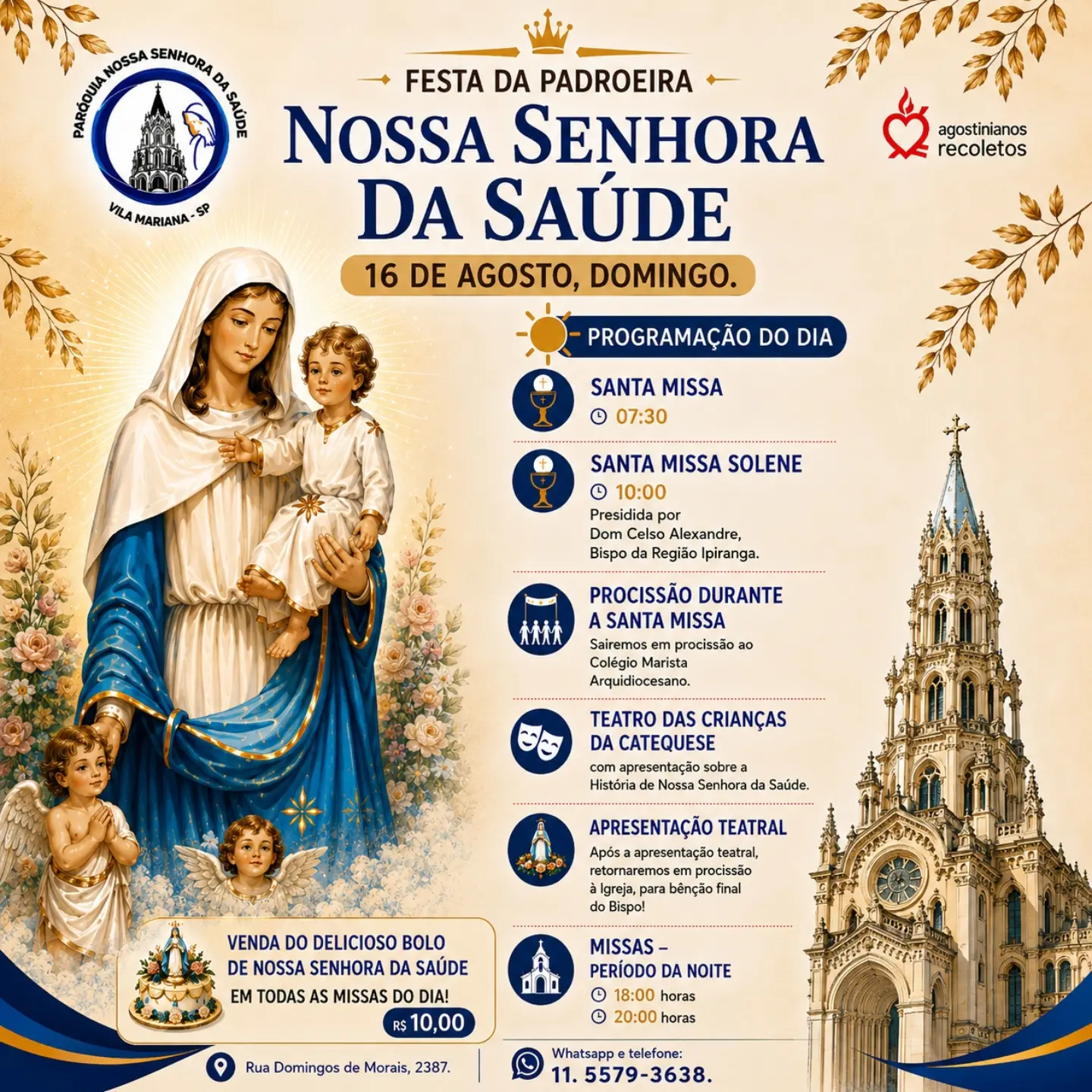 Festa da Padroeira: Programação do dia 16 de agosto, domingo