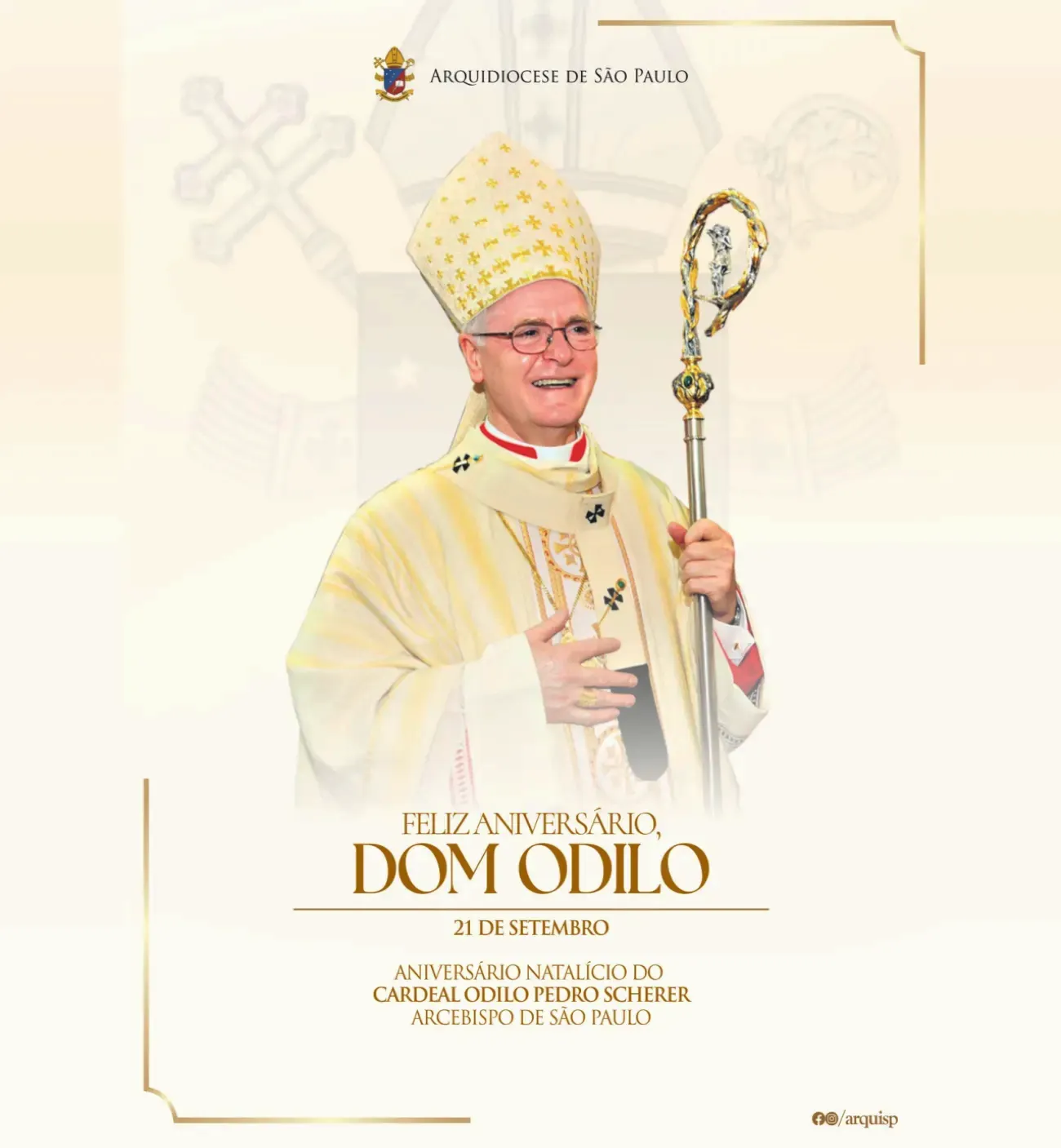 A Paróquia Nossa Senhora da Saúde dá graças a Deus pelo 77º aniversário de Dom Odilo Pedro Scherer