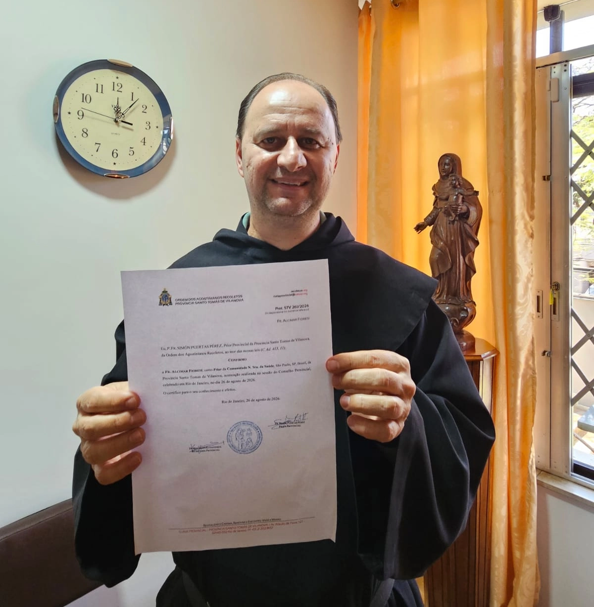 Por mais um triênio, Frei Alcimar Fioresi, OAR, foi nomeado Prior da Comunidade da Paróquia Nossa Senhora da Saúde
